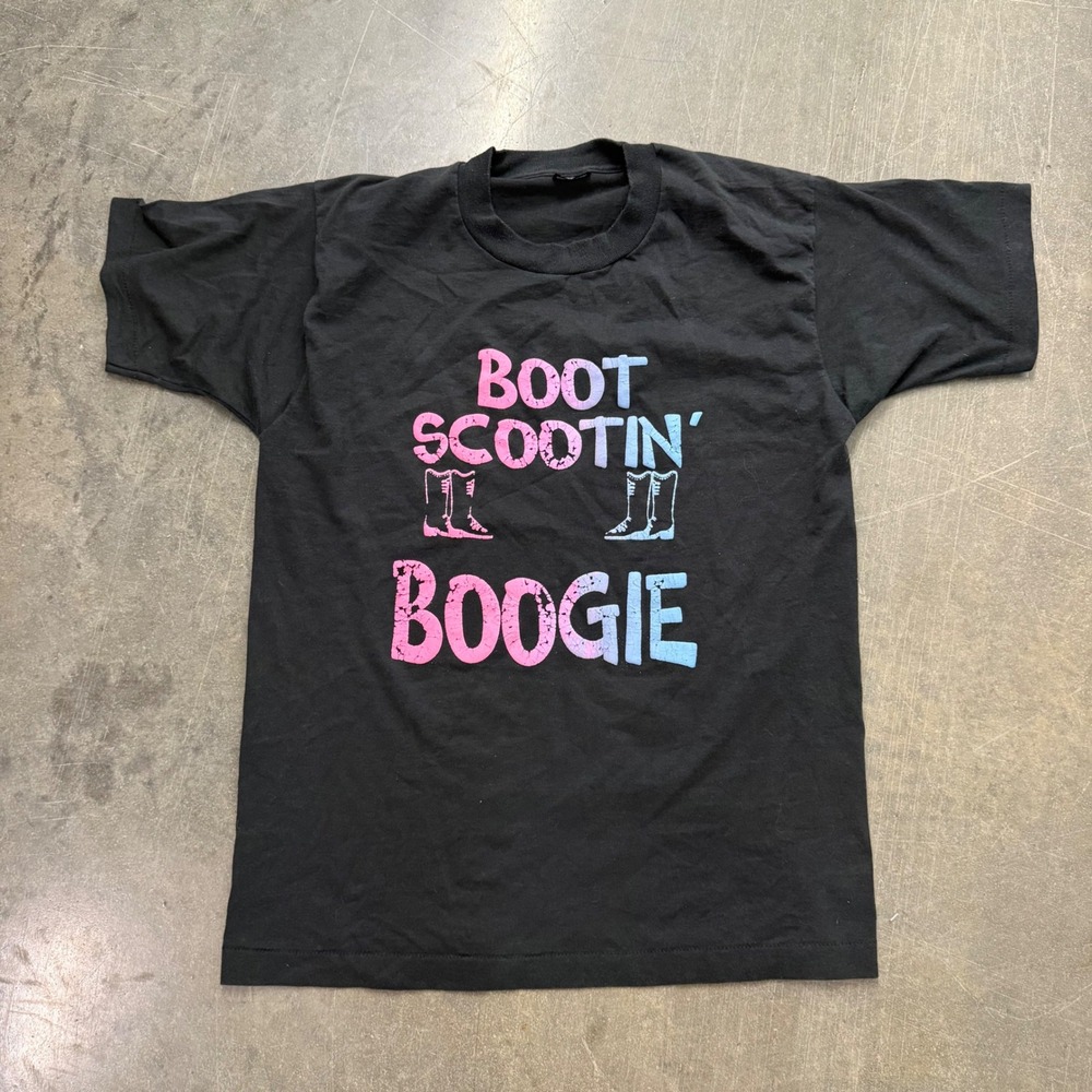 Vintage Boot Scootin Boogie T Shirt Black Country Western Graphic Tee Large